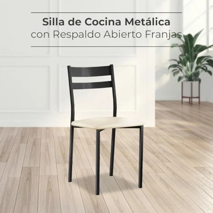 ASTIMESA Küchenstuhl aus Metall mit offener Rückenlehne, Beige, 57 x 45 x 40 cm – Bild 2