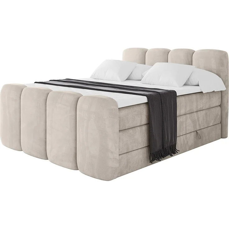 ALTDECOR Boxspringbett NINA-Z KING, Doppelbett mit Multipocket-Matratze H4, Bonellfederung H3, inkl. Topper und Kopfteil, mit Bettkästen