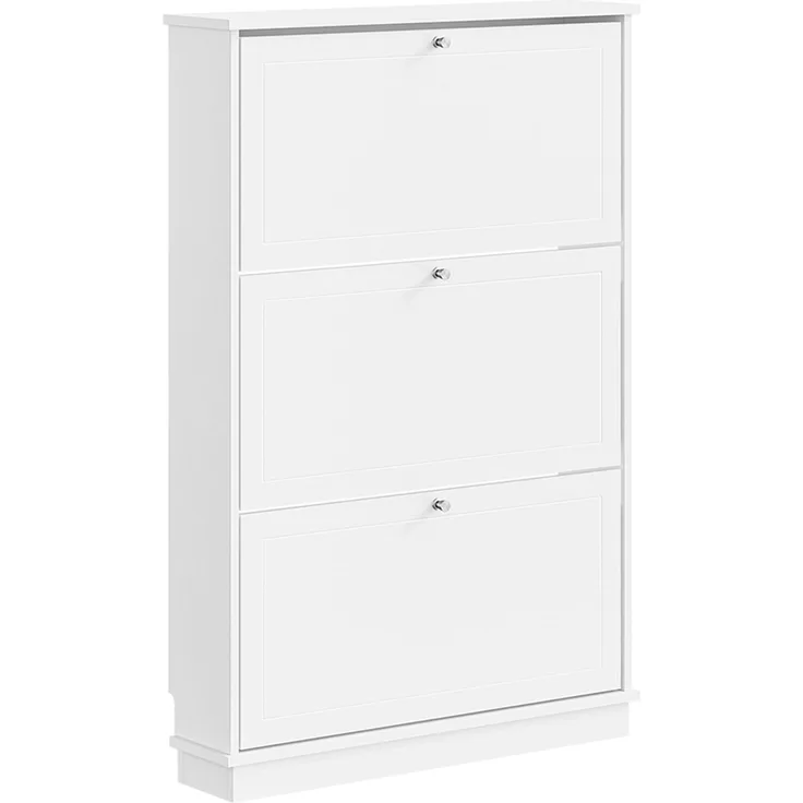 SoBuy FSR215-W Schuhschrank, MDF, Lackiert, Weiß, 76 x 113 x 18 cm