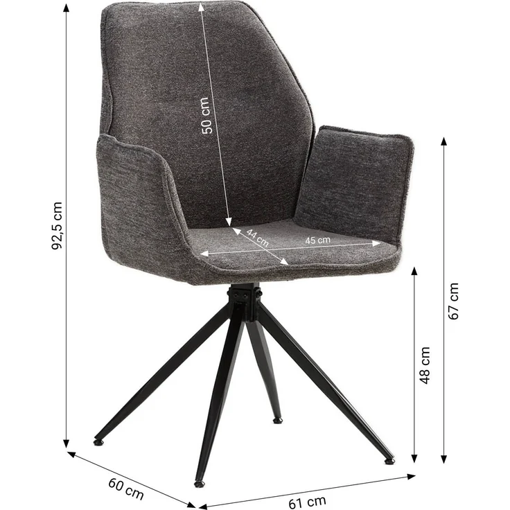 6 Stühle Esszimmer Küchenstühle Chenille Wolle Grau Drehstühle Esszimmerstühle Drehbar Esszimmerstuhl mit Armlehne Dreh Sessel Modern – Bild 3