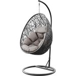 Mirjan24 'Bordia' Hängesessel mit Kissen, Stahl Grau, 195 x 95 x 95 cm