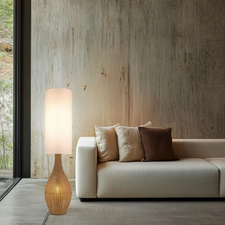 NOWA Stehlampe ANKO, ohne Leuchtmittel, Stehleuchte, Rattan-Optik, Wohnzimmer, Schlafzimmer, Flur – Bild 5