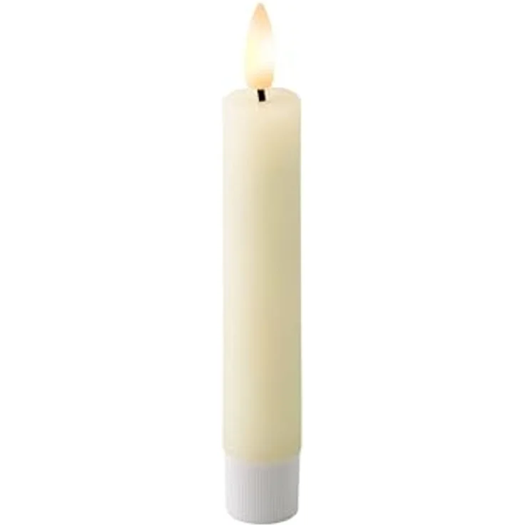 Lumineo LED-Kerze, Timer, warmweiß, LED Kerzen 14,5cm mit Timer Wachs 2 Stück Creme / Warmweiß – Bild 2
