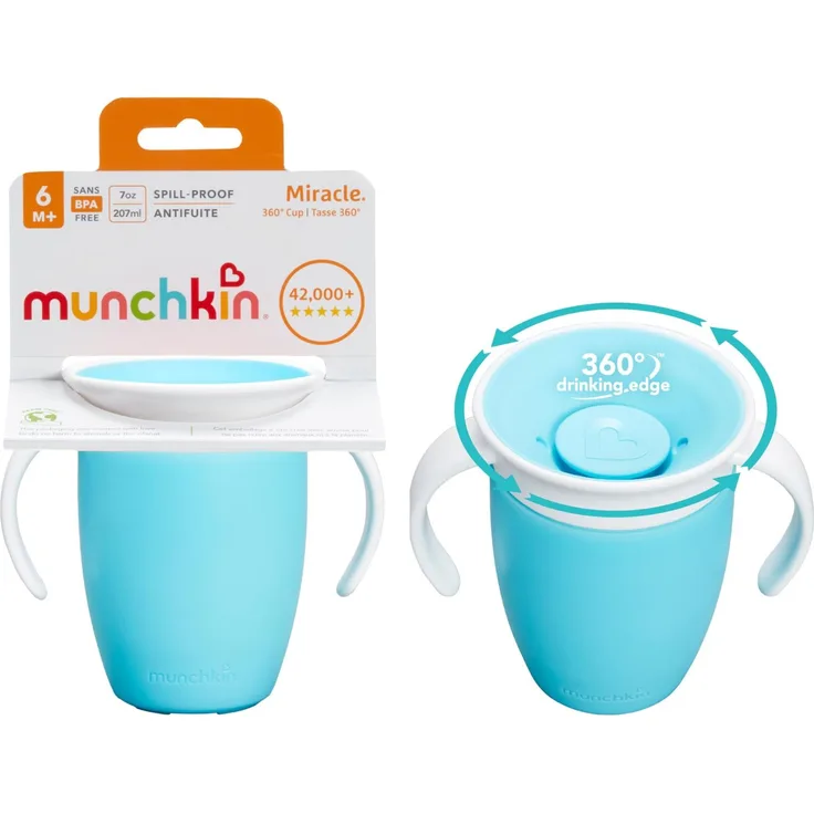 Munchkin 2 Pack Wunder 360 Babys Schnabeltasse | 207ml | 6m+ | Blau