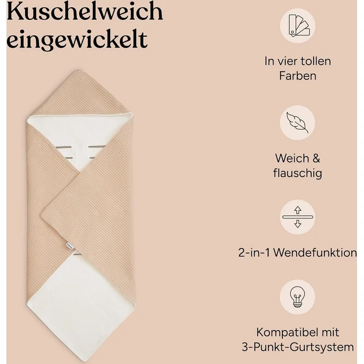 Einschlagdecke Babyschale, Babydecke für Kindersitz oder Kinderwagen, Ehrenkind, kuschelige Decke für Babys, Für das ganze Jahr – Bild 3