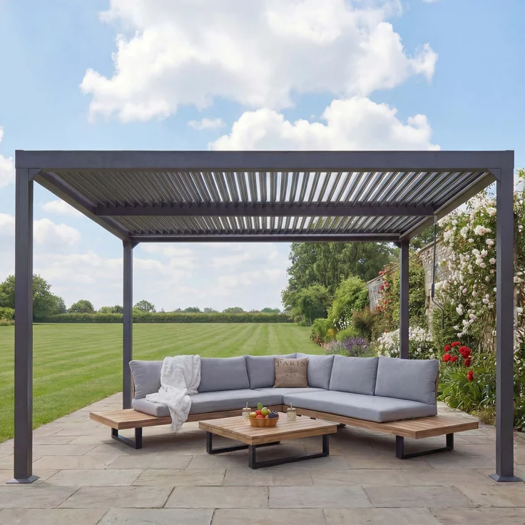 Mendler 'HWC-L41' Pergola ohne Seitenwände, Metall anthrazit, 3x3,7 m – Bild 1