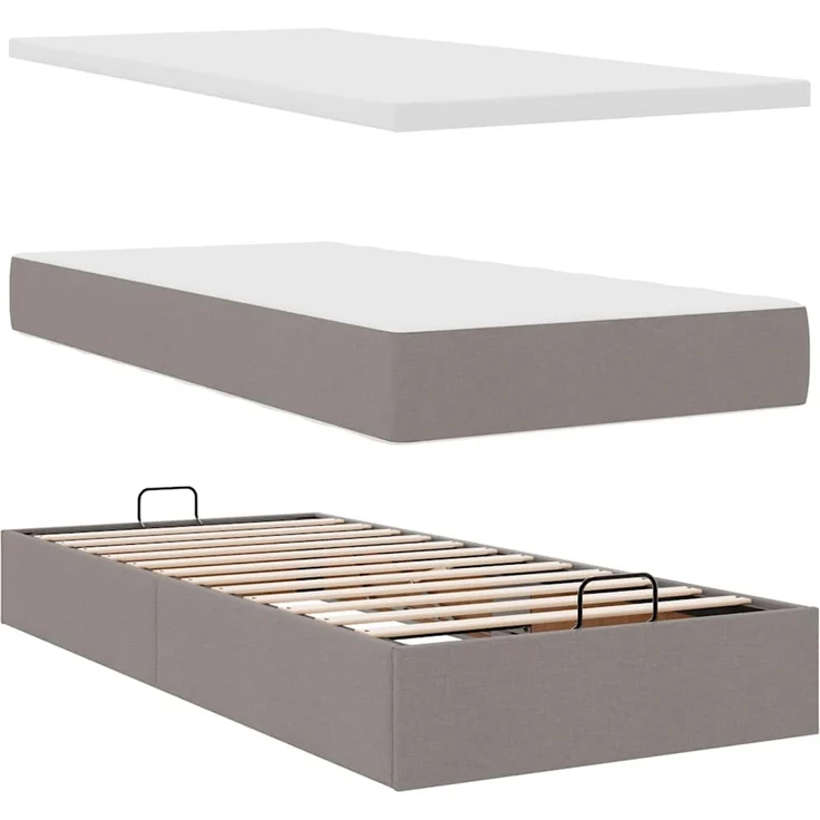 vidaXL Ottoman-Bett mit Matratze Taupe 100x200 cm Stoff 3311522 – Bild 6