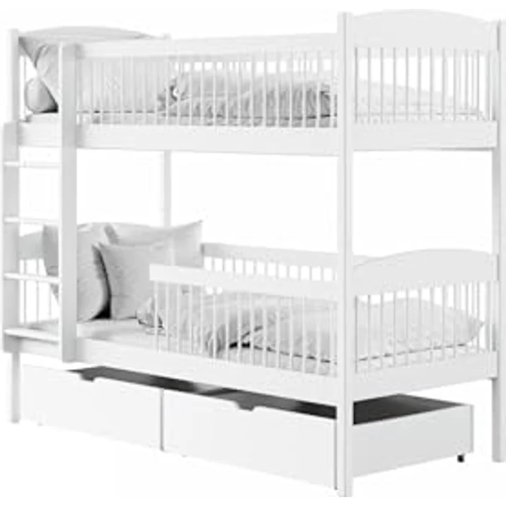 Kids Collective Kinderbett Hochbett Etagenbett 80x180, 90x190, 90x200 cm, mit 2 Schubladen, 90x190 cm von 4. bis 18. Lebensjahr, Weiß, mit 2 Matratzen – Bild 6