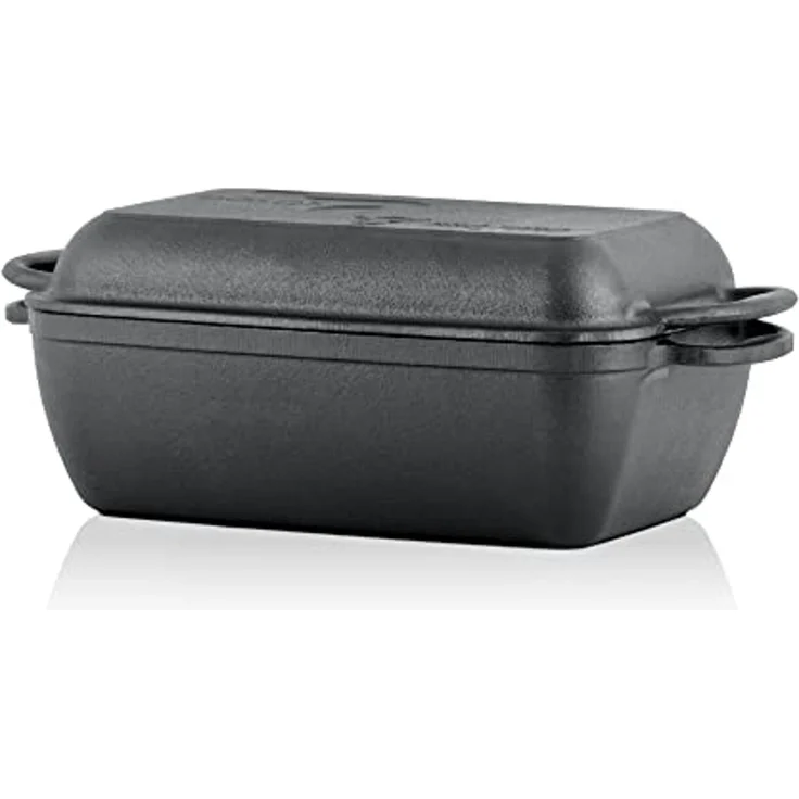 BBQ-Toro Bräter Gusseiserner Bräter mit Deckel 4,5 L, 2in1 Pfanne und Schmortopf, Gusseisen – Bild 3