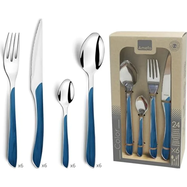 Amefa ECLAT NATURE Besteckset 24-teilig blau hochglanzpoliert – Bild 2