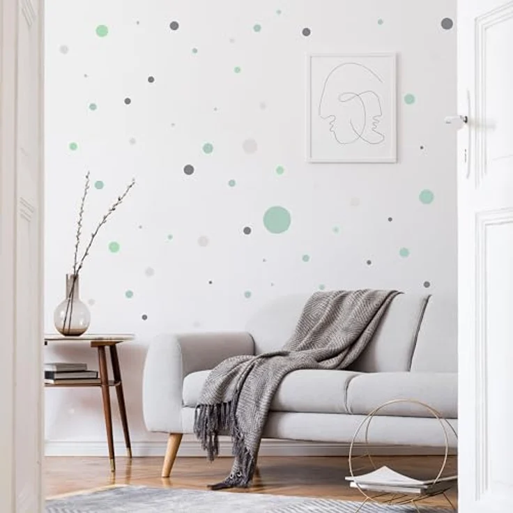 PUNALU Wandtattoo Kreis Set 176 Stück Wandtattoo Babyzimmer Kinderzimmer Kreisaufkleber, selbstklebend, rückstandslos abziehbar – Bild 6