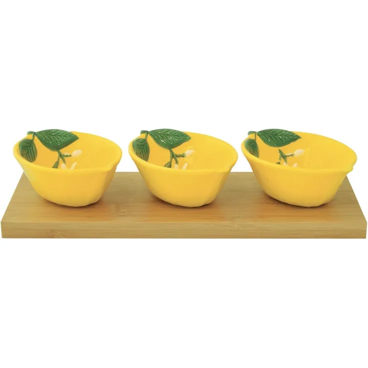 EasyLife Dipschale Fleurs et Citrons, Porzellan, Spülmaschinengeeignet, Mehrfarbig, Motiv: Zitronen