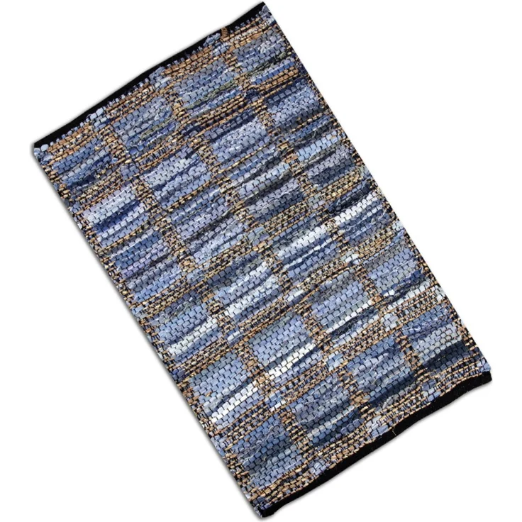 Teppich Läufer Matte Unterlage Vorleger Fußabtreter, breite Auswahl an modernen Fleckerl- und Baumwollteppichen (70x180cm / Jeans Square) – Bild 5
