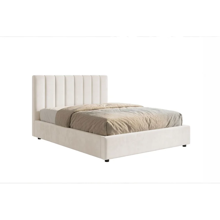 KAWOLA Bett CATTURA Polsterbett Velvet creme 140x200cm mit Lattenrost – Bild 3