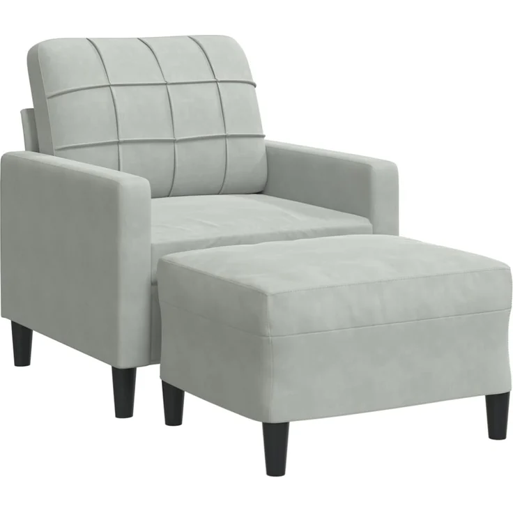 vidaXL Sessel mit Hocker Hellgrau 60 cm Samt 3278257 – Bild 1