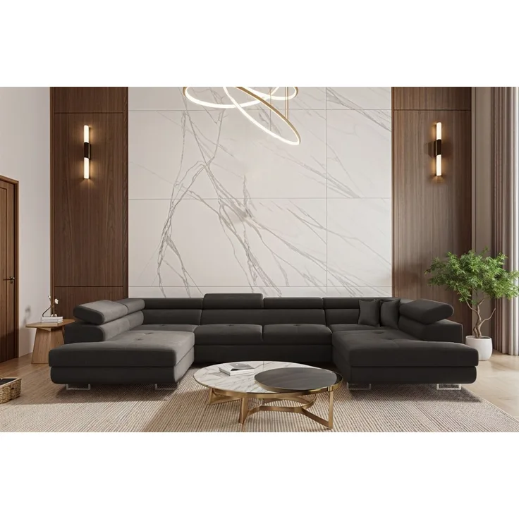 Wohnlandschaft Schlafsofa Sofa CARMELO in Stoff Nova Grafit