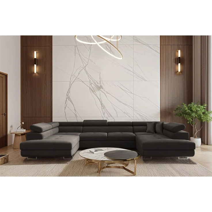 Wohnlandschaft Schlafsofa Sofa CARMELO in Stoff Nova Grafit – Bild 1