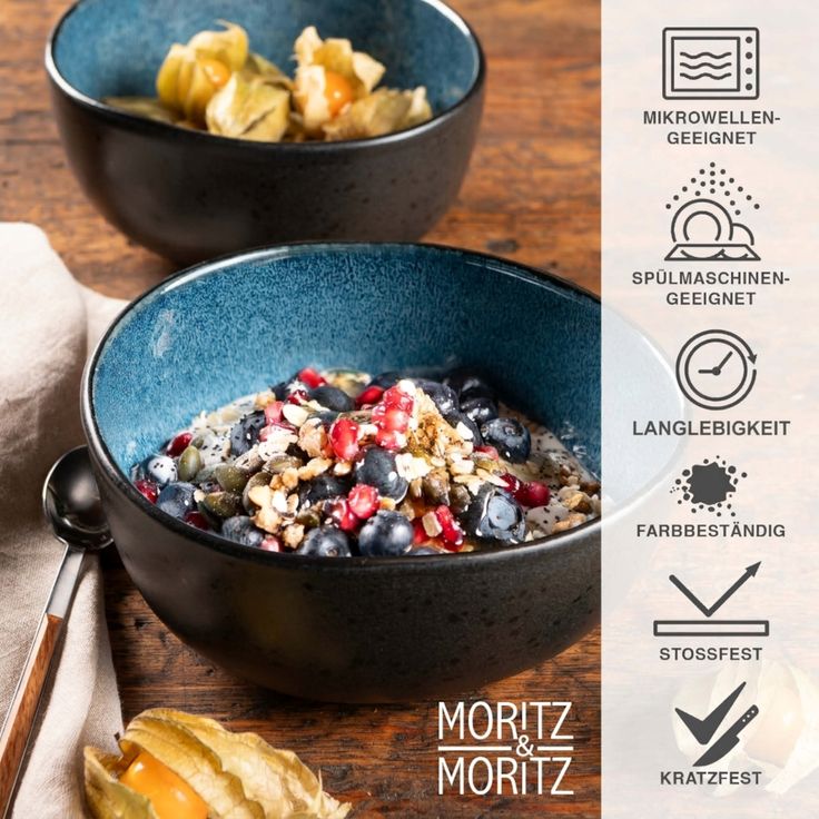Moritz & Moritz ORGANIC 6 tlg. reaktiv blau Müslibowl Set – Bild 4