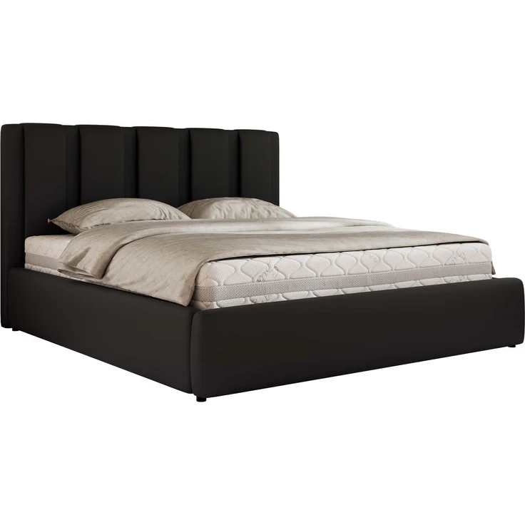 Polsterbett SAVINO CLASSIC mit Bettkasten und Lattenrost Doppelbett 180 x 200 cm mit hohem Kopfteil Stauraumbett Bett mit Gasdruckfeder - Schwarz Kunstleder - Pocket Matratze - VIRE LUX – Bild 7