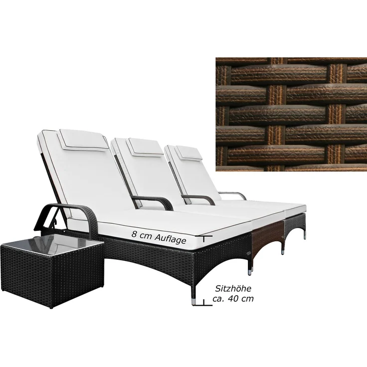 Sonnenliege Imola 5 Sterne Premium Liege aus Polyrattan mit verstellbarer Rückenlehne, inkl. Auflage wie abgebildet, Liegenfarbe Java Braun – Bild 8