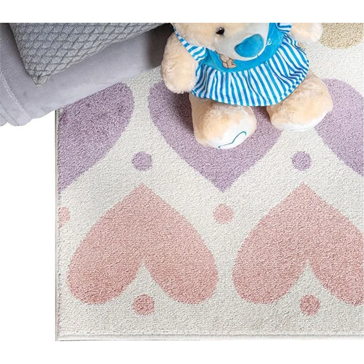 Carpetia Kinderteppich Kinderzimmerteppich mit Pastell-Herzen – gemütlich & pflegeleicht, rechteckig, Höhe: 6 mm – Bild 2