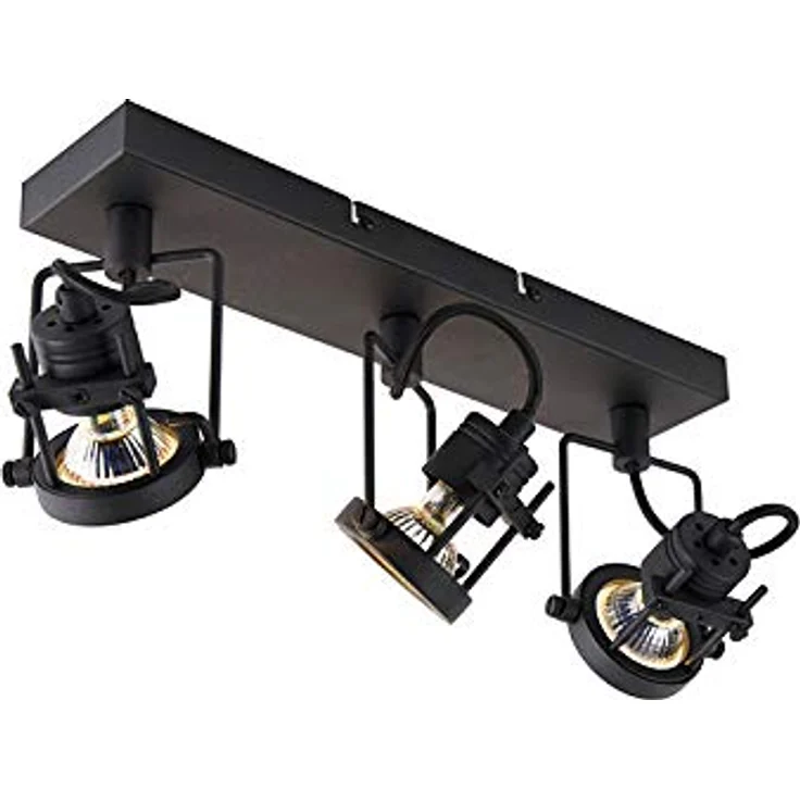 QAZQA Industrie Vintage Deckenspot, 3-flammiger Strahler in Schwarz, GU10-Fassung, dimmbar, für Wohnzimmer und Schlafzimmer, Stahl – Bild 5