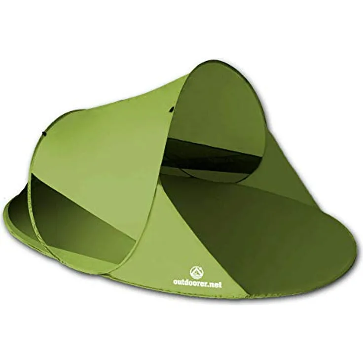outdoorer Wurf-Strandmuschel Zack II grün - Pop up Strandmuschel, selbstaufbauend, UV 60 Sonnenschutz, Windschutz, großes Strandzelt