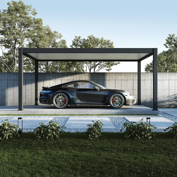 Weide Carport aus Aluminium | 3 x 5,3 M | Garage anthrazit | Autoüberdachung – Bild 2