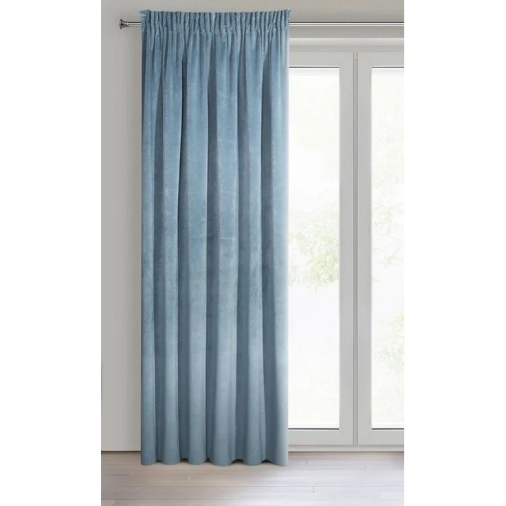 Eurofirany 'VILLA' Vorhang, Samtvorhänge, Velours Blickdicht, Blau, KRÄUSELBAND, H270 x B140 cm (1er Pack) – Bild 2