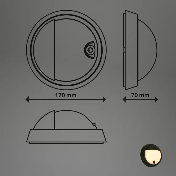Briloner LED Akku-Außenwandleuchte Puni 4W schwarz Touch-Dimmer warmweiß – Bild 6