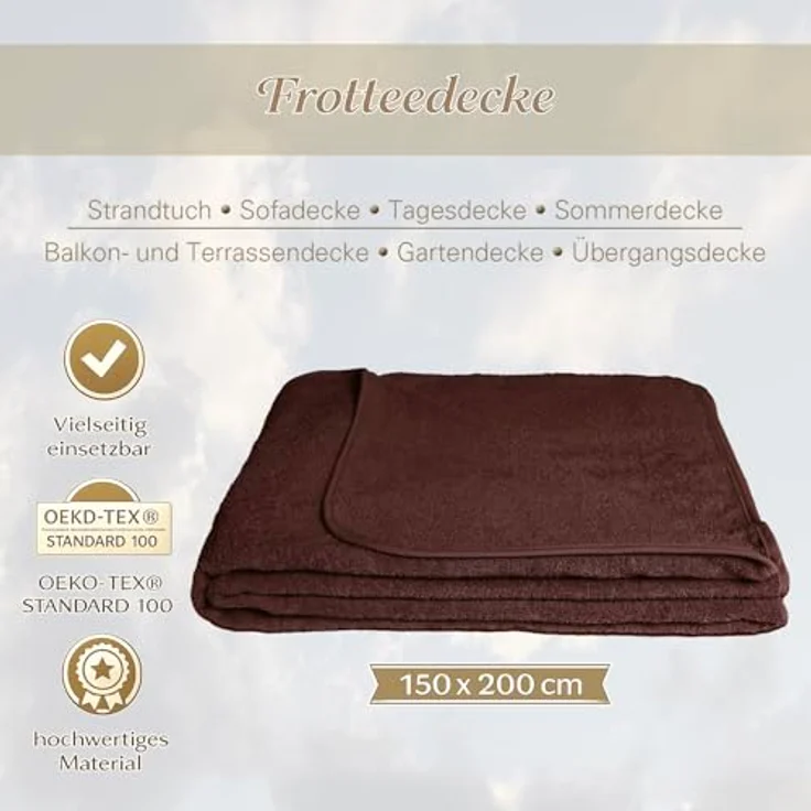 Wohndecke Frotteedecke, KiGATEX, 100% Baumwolle, 150 x 200 cm – Bild 7