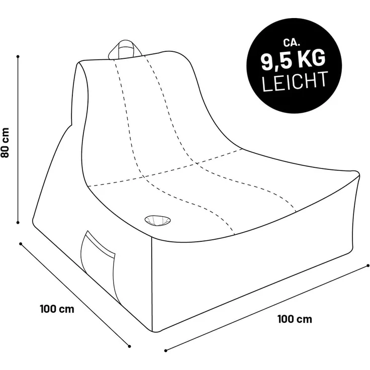 Lumaland Sitzsack Sitzsack-Lounge In-& Outdoor 380l beige, mit Flaschenhalter – Bild 8