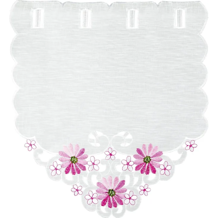 ARSVITA Fenstergardine mit Stickerei, Blumen oder Schmetterlingen bestickte 35x40cm Fensterbild, in vielen verschiedenen Designs verfügbar (Farbe: Rosa - Pink)