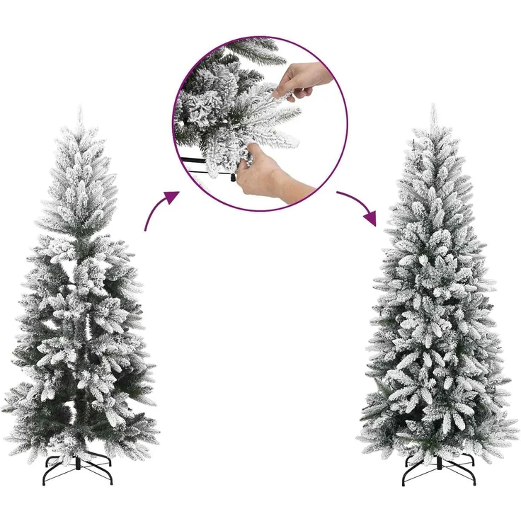 vidaXL Künstlicher schlanker Weihnachtsbaum 240 cm PVC und Stahl Weiß 42055244 – Bild 7