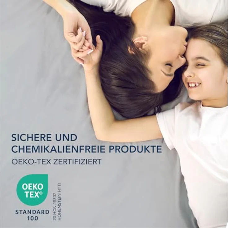 Dreamzie Spannbettlaken 200x200 cm - 35 cm Tiefe Tasche - 100% Mikrofaser Bettlaken - Grau, Schadstoffgeprüft(Oeko TEX), Bettlaken mit Gummizug – Bild 7