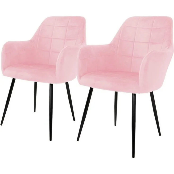 ML-DESIGN Stuhl Esszimmerstuhl ergonomisch & gepolstert Esstischstuhl mit Rückenlehnen (2 St), Wohnzimmerstuhl Rosa Samtbezug Metallbeine Küchenstuhl Polsterstuhl