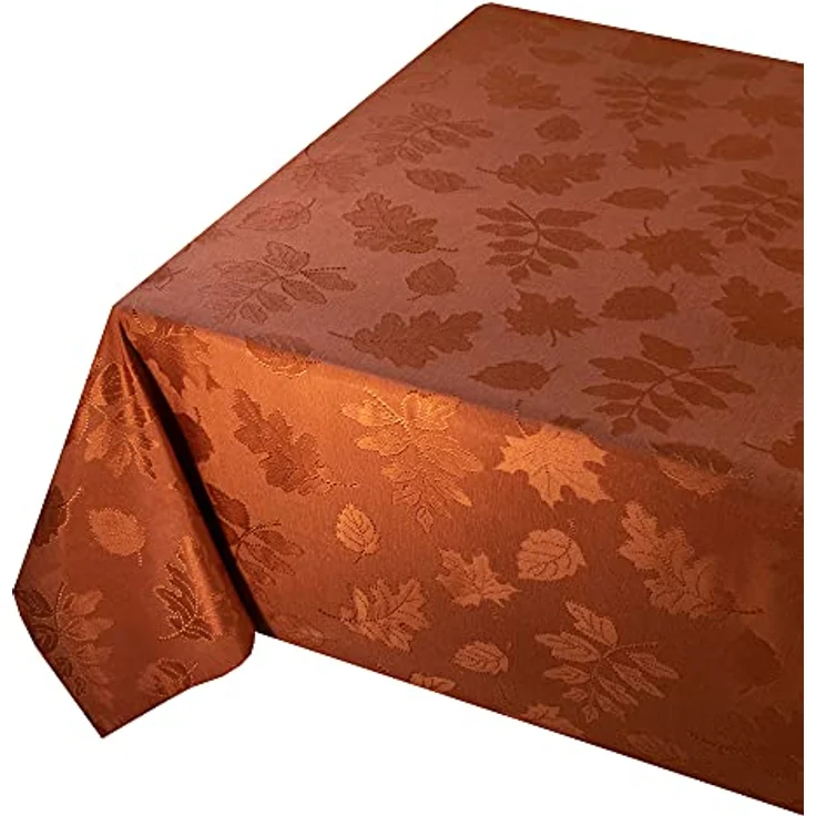 Benson Mills Harvest Legacy Damast-Tischdecke für Herbst, Ernte und Erntedankfest, 132,1x132,1 cm, quadratisch, rostfarben/gebranntes Orange – Bild 2