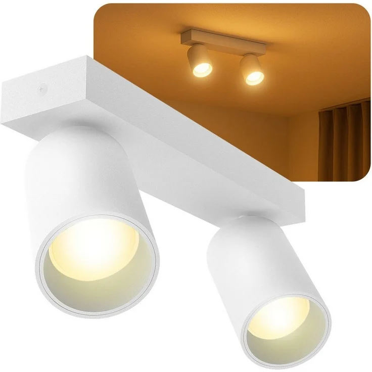 SSC-LUXon LED Aufbaustrahler NUVIO Deckenlampe 2-flammig Deckenspot mit GU10 3W warmweiß Strahler, Warmweiß – Bild 5
