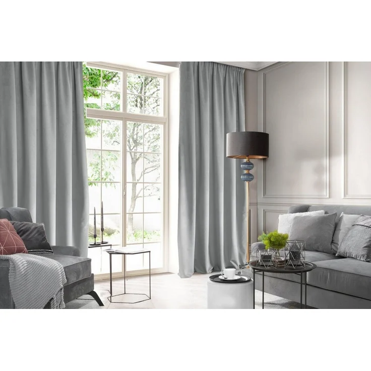 Samtvorhang Velours Vorhänge zum Wohnzimmer Prachtvoll Elegant silber 140x270 cm Kräuselband – Bild 5
