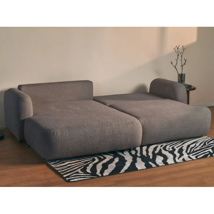 Selsey Tvoya Ecksofa mit Schlaffunktion, Ottomane links, Bouclé Graubraun – Bild 4
