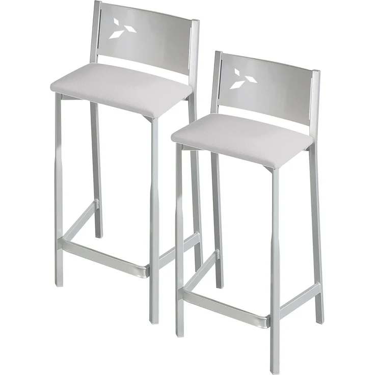 ASTIMESA Zwei Hocker für die Küche, 60 cm, Kunstleder, Grau