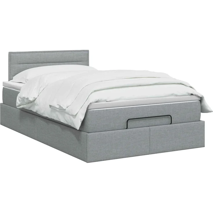 vidaXL Ottoman Bett mit Matratze Hellgrau 120 x 200 cm Stoff 3456233 – Bild 3