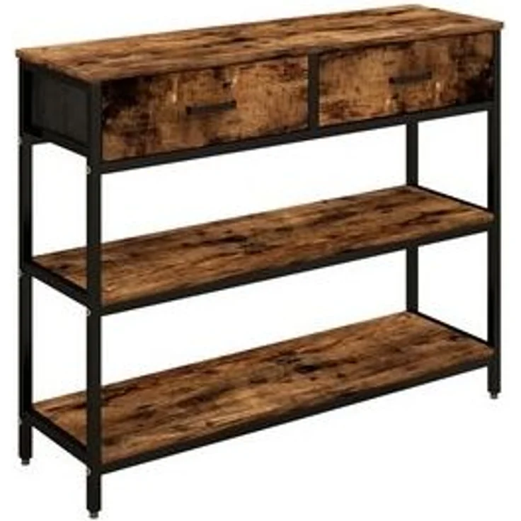 COSTWAY Konsolentisch, mit 2 Stoffschubladen, Kippschutz, Metallrahmen 100cm – Bild 6