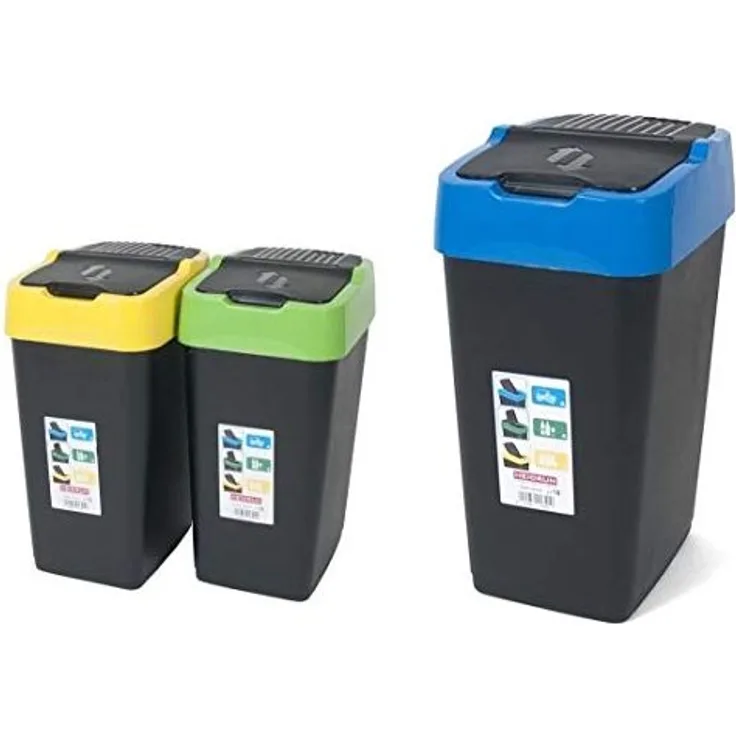 6x Abfalleimer Schwing Klappdeckel 18L Müll Küche Box Behälter Korb Trenner