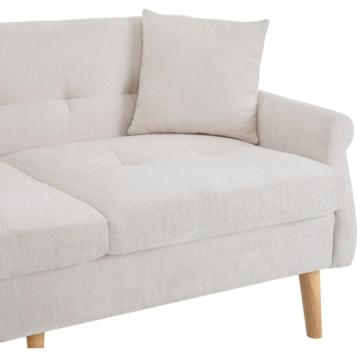 Sofa aus Chenille 2-Sitzer mit Massivholzfüßen, ergonomischem Design & 15 cm dickem Sitzkissen,Beige – Bild 9