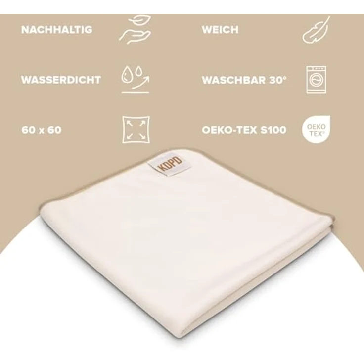 KDPD® - Das Original | beige 60x60 cm | wasserdichte Wickelunterlage aus weichem Polarfleece | saugstarke und waschbare Kinderdecke – Bild 2