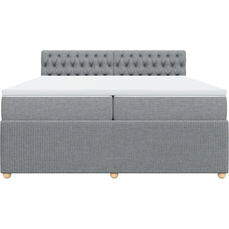 vidaXL Boxspringbett mit Matratze Hellgrau 200x200 cm Stoff 3287570 – Bild 4