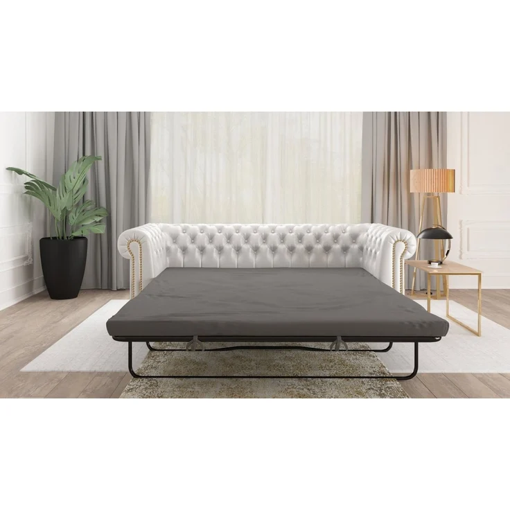 S-Style Möbel Chesterfield-Sofa Jeff, 3-Sitzer mit Schlaffunktion aus veganem Leder mit Holzfüßen, 3-Sitzer mit Schlaffunktion, mit Wellenfederung – Bild 3