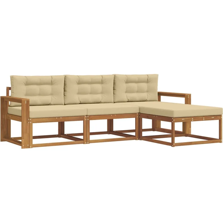 vidaXL Outdoor-Sofagarnitur 4 stk. 4-Sitzer Natur und Beige 3367411 – Bild 2