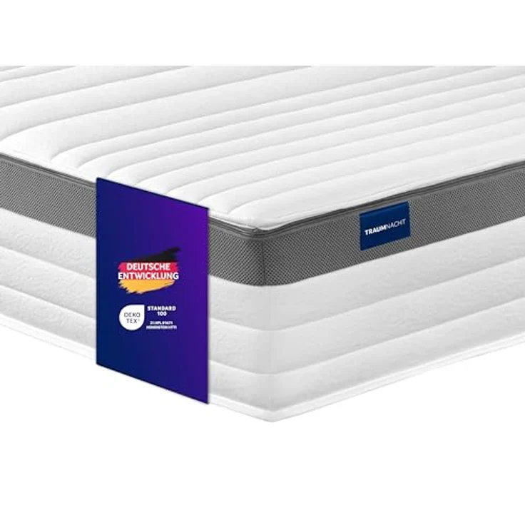 Traumnacht Exklusiv 7-Zonen 1. 000er Tonnentaschenfederkernmatratze, 23 cm Premiumhöhe, Öko-Tex zertifiziert, Härtegrad 4 (H4), 80x200 cm, entwickelt in Deutschland – Bild 2